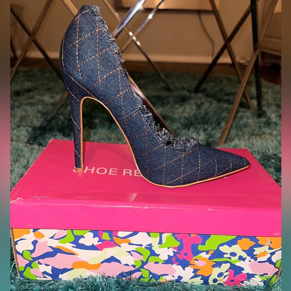 Shoe Republic La Dk Blue Denim Pumps
